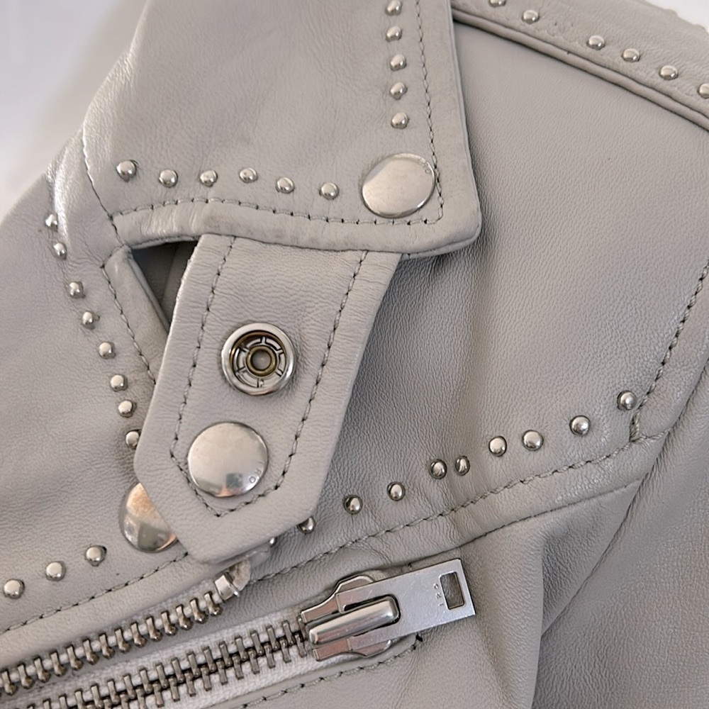 IRO Blondie Studded Leather Jacket Grey - Picture 16 of 16